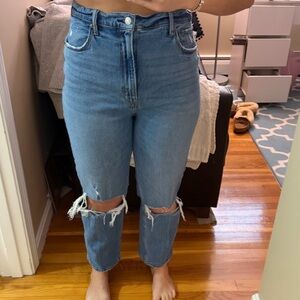 Abercrombie & Fitch Medium Blue Ripped Ankle Jeans